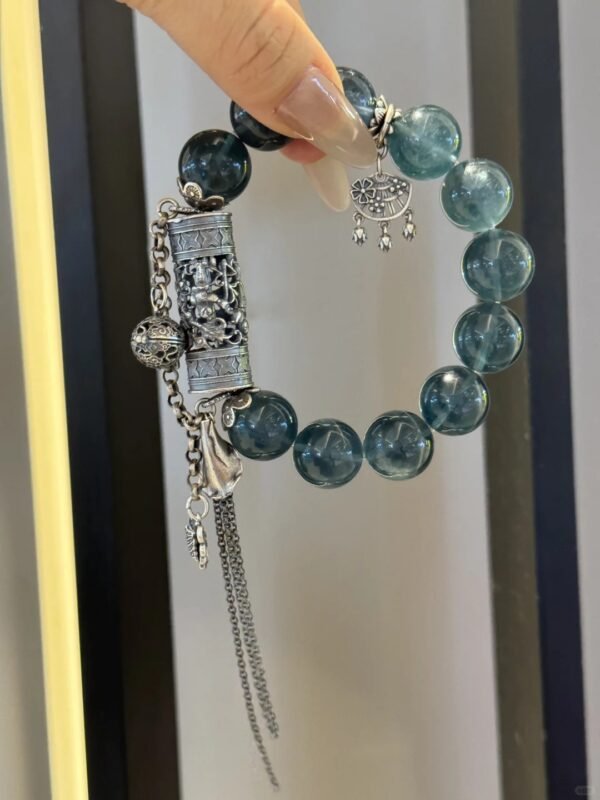 Full display of Blue Fluorite bracelet, water-metal lake-light awakening