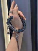 Blue Fluorite bracelet with shopping bag, water-metal energy manifesting in life