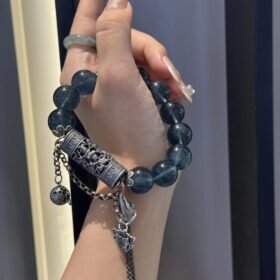 Blue Fluorite bracelet with shopping bag, water-metal energy manifesting in life