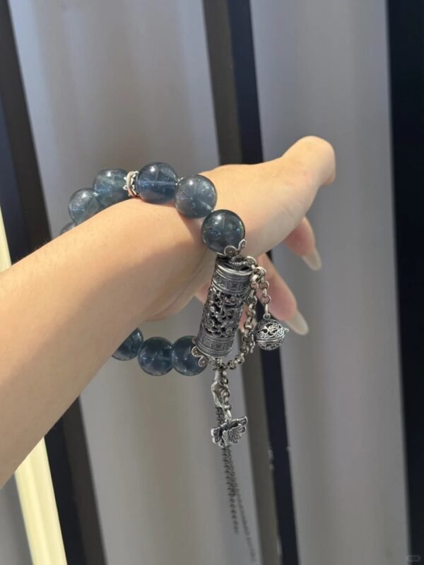 Multi-bead arrangement of Blue Fluorite bracelet, water-metal energy rhythm