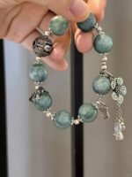 Full display of Blue-Green Quartz bracelet, water-metal oil-painting inspired awakening