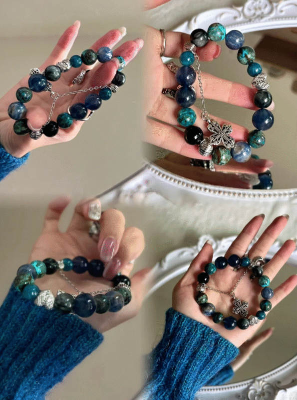 Wearing multi-gem bracelet, daily energy manifestation