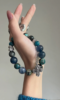 Full view of multi-gem bracelet, blue-metal spiritual awakening