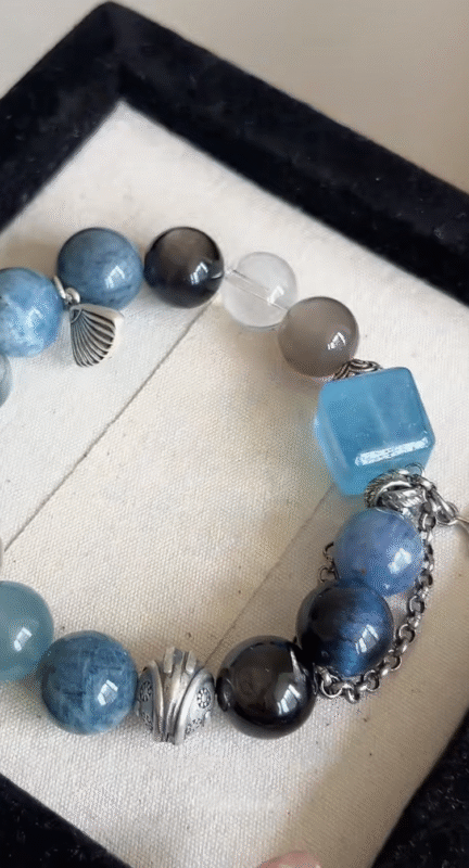 Layers of Aquamarine Multi-Gem Bracelet, Water-Wood-Metal-Earth Symbiosis Ignites Creativity