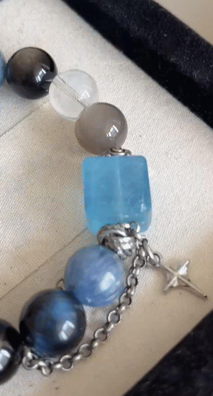 Close-Up of Aquamarine Cube, Water Veins Carry Spiritual Connection Anchor