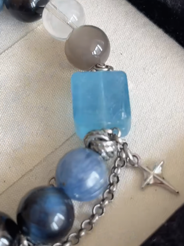 Close-Up of Aquamarine Cube, Water Veins Carry Spiritual Connection Anchor