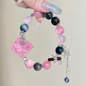 Multi-View of Rhodonite Bracelet, Fire-Earth-Water-Metal Love Energy Bursts Finale