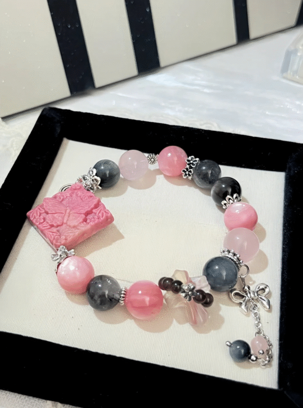 Rhodonite Bracelet In Box, Fire-Earth-Water-Metal Love Totem Manifestation