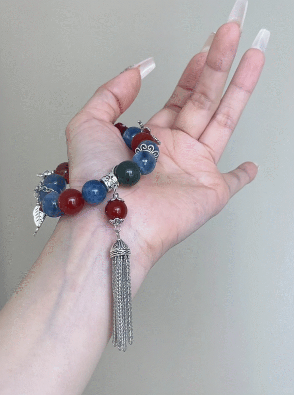 Hand-Wearing Cinnabar Bracelet, Fire-Wood-Metal-Earth Sync Boosts Fate Protection (S925 Silver Locks Energy)