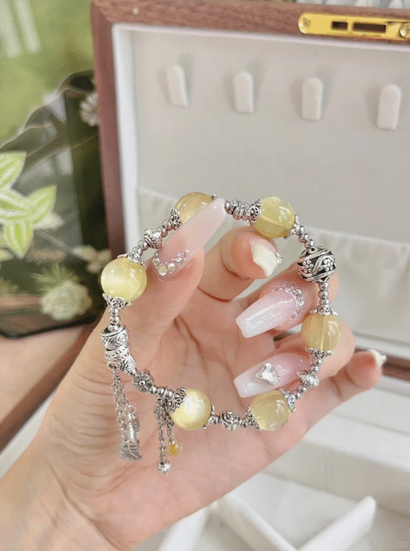 Golden Lepidolite Bracelet In Box, Earth-Metal Wealth Finale