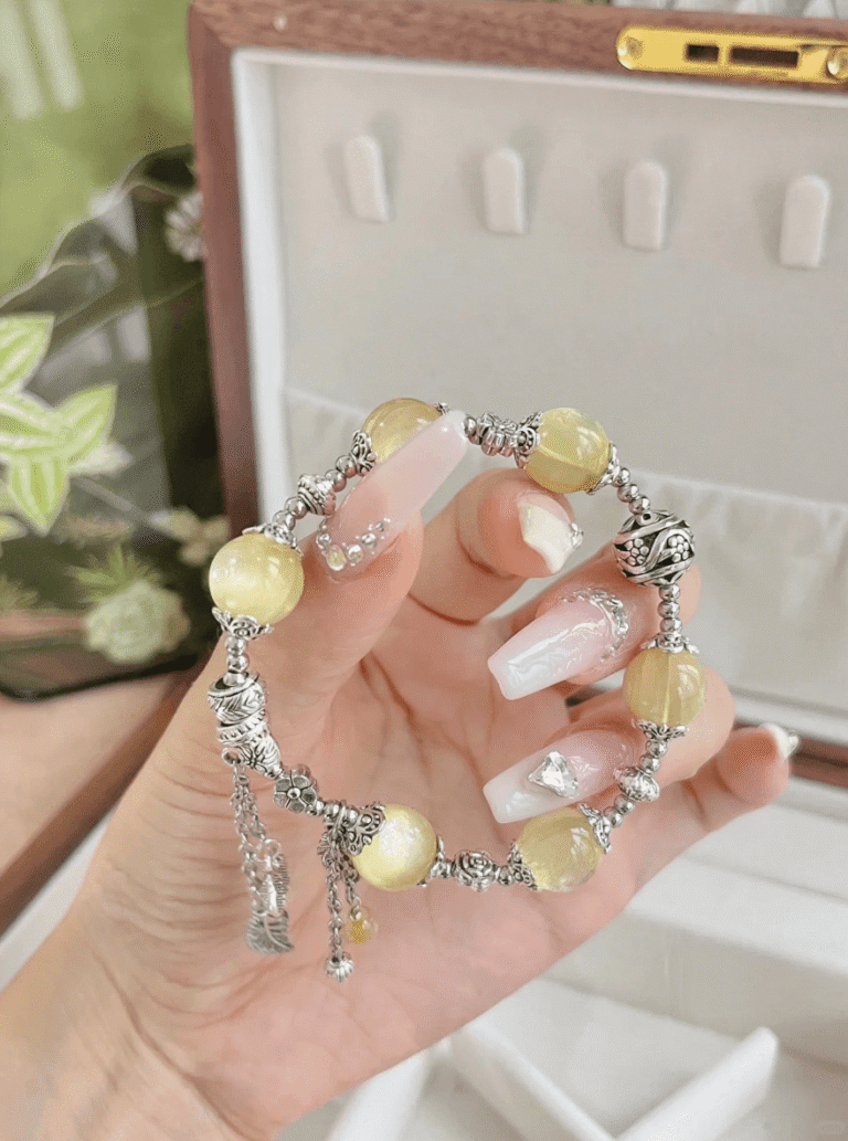 Golden Lepidolite Bracelet In Box, Earth-Metal Wealth Finale