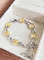 Golden Lepidolite Bracelet With Nature, Earth-Metal Wealth Awakening