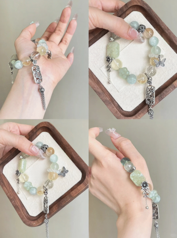 Xiu Jade Bracelet Display, Earth-Water-Wood-Metal-Fire Nature Finale Manifestation