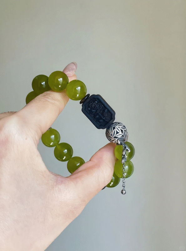 Close-Up of Xiu Jade Bracelet, Earth-Wood-Water-Metal Stability Manifestation