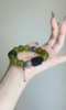 Hand-Wearing Xiu Jade & Green Rutile Bracelet, Earth-Wood-Water-Metal Energy Weaves Stability Field