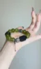 Hand-Wearing Xiu Jade & Green Rutile Bracelet, Earth-Wood-Water-Metal Energy Weaves Stability Field