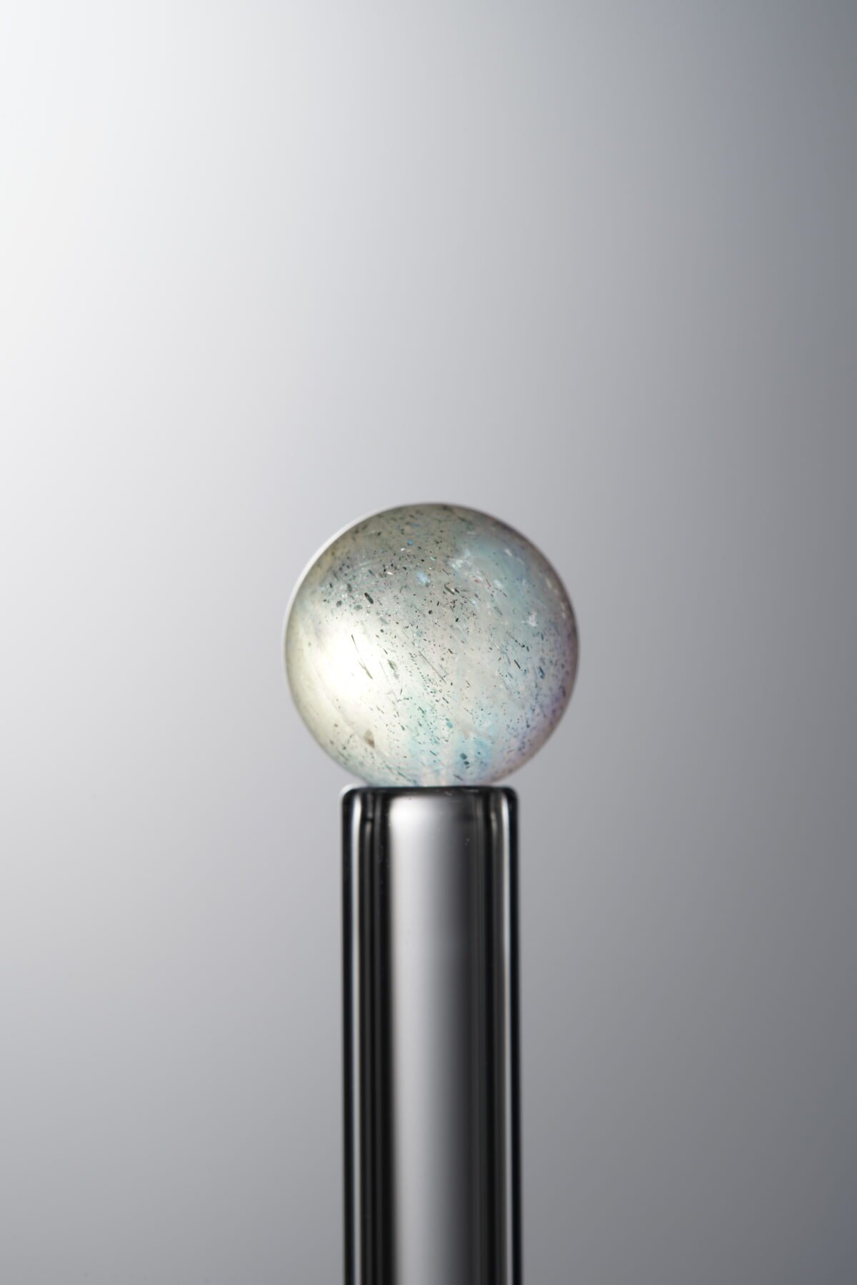 Iridescent Gray Moonstone loose natural stone bead (8mm) for handmade crystal jewelry and DIY bracelet making