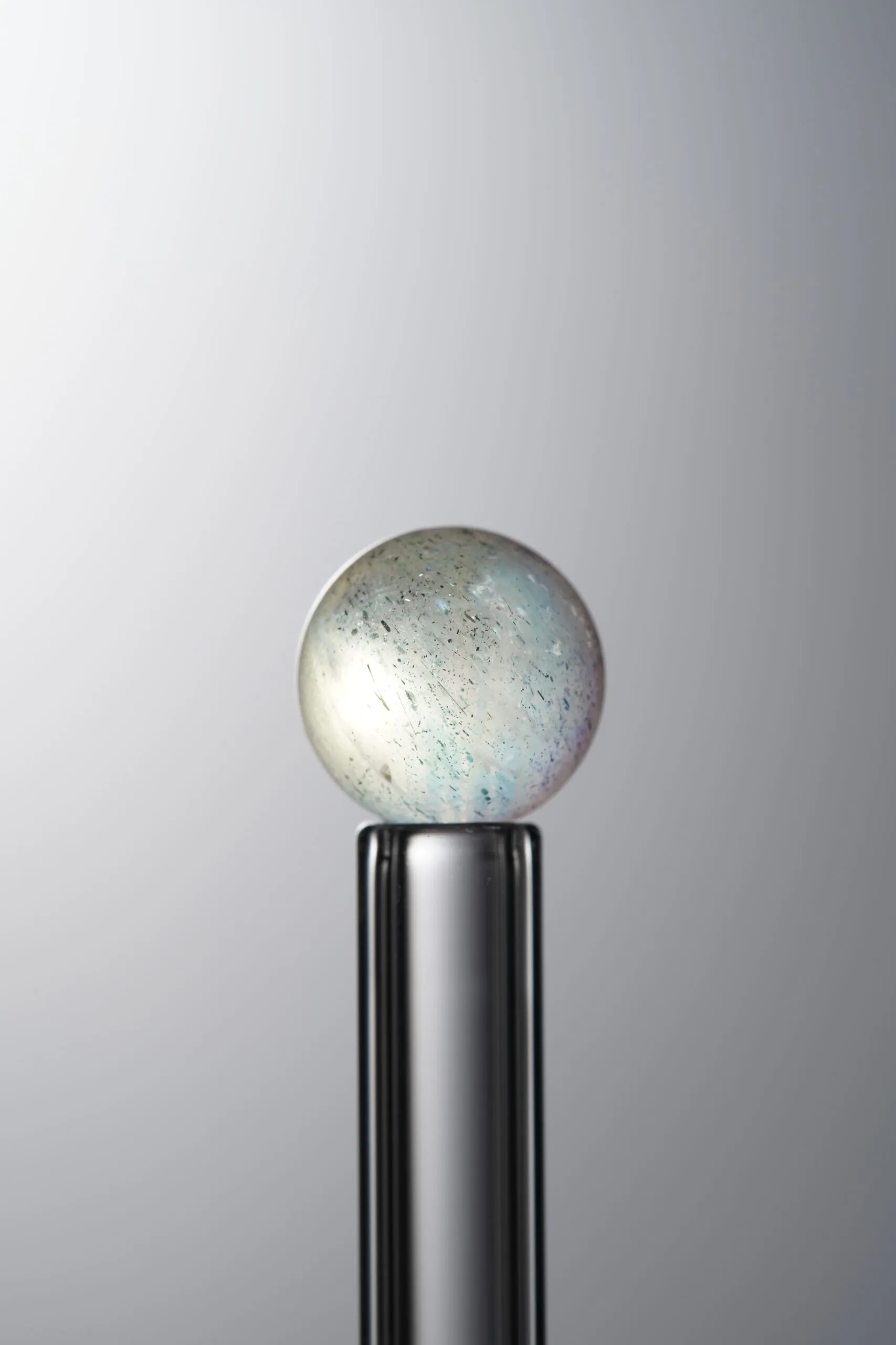 Iridescent Gray Moonstone loose natural stone bead (8mm) for handmade crystal jewelry and DIY bracelet making