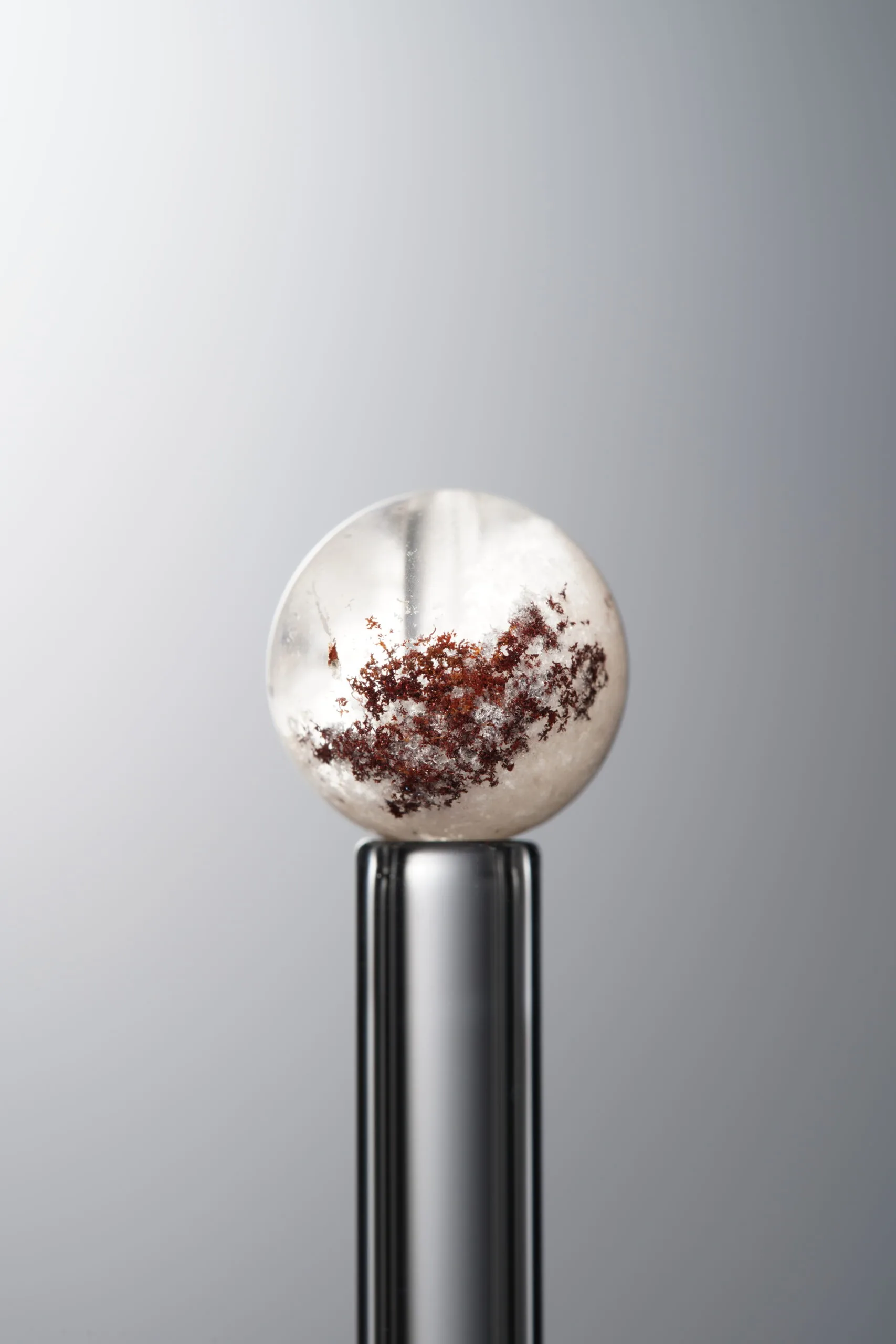 Crystal-White&Red-9mm Natural Gemstone Bead - Image 2