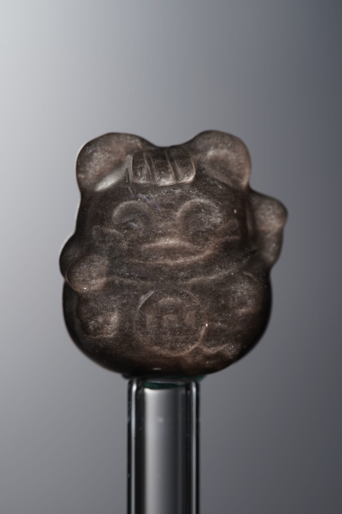 Obsidian-Silver-Maneki Neko-17mm - Image 1