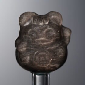 Obsidian-Silver-Maneki Neko-17mm