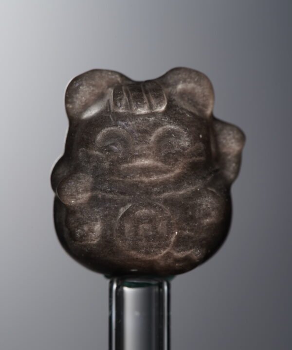 Obsidian-Silver-Maneki Neko-17mm