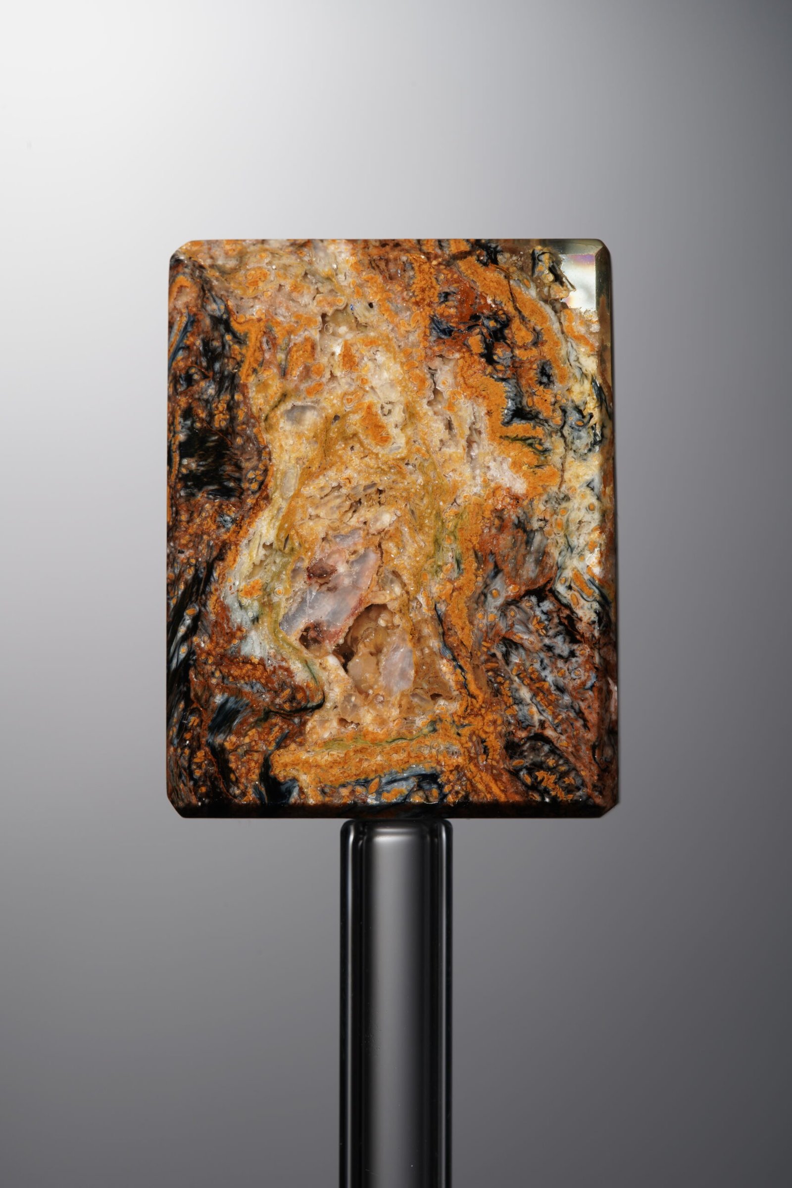 D1-241 (1) Pietersite-Black&Yellow-Rectangle Plaque-26mm - Image 1