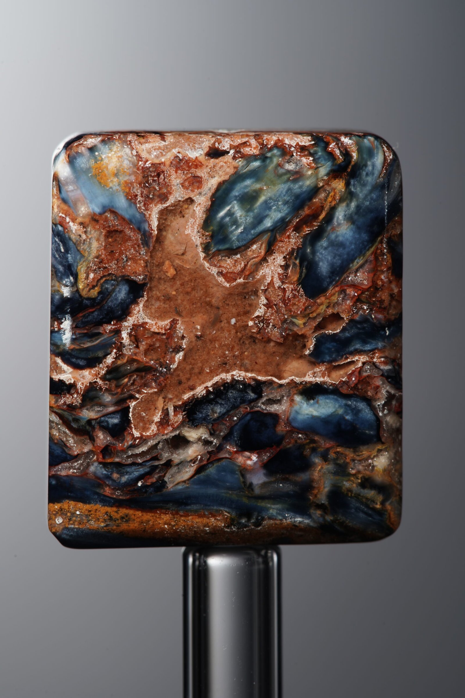 D1-531 (3) Pietersite-Yellow&Blue-Rectangle Plaque-21mm - Image 1