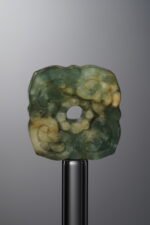 Serpentine Jade-Green-Four-flower Square Plaque-21mm