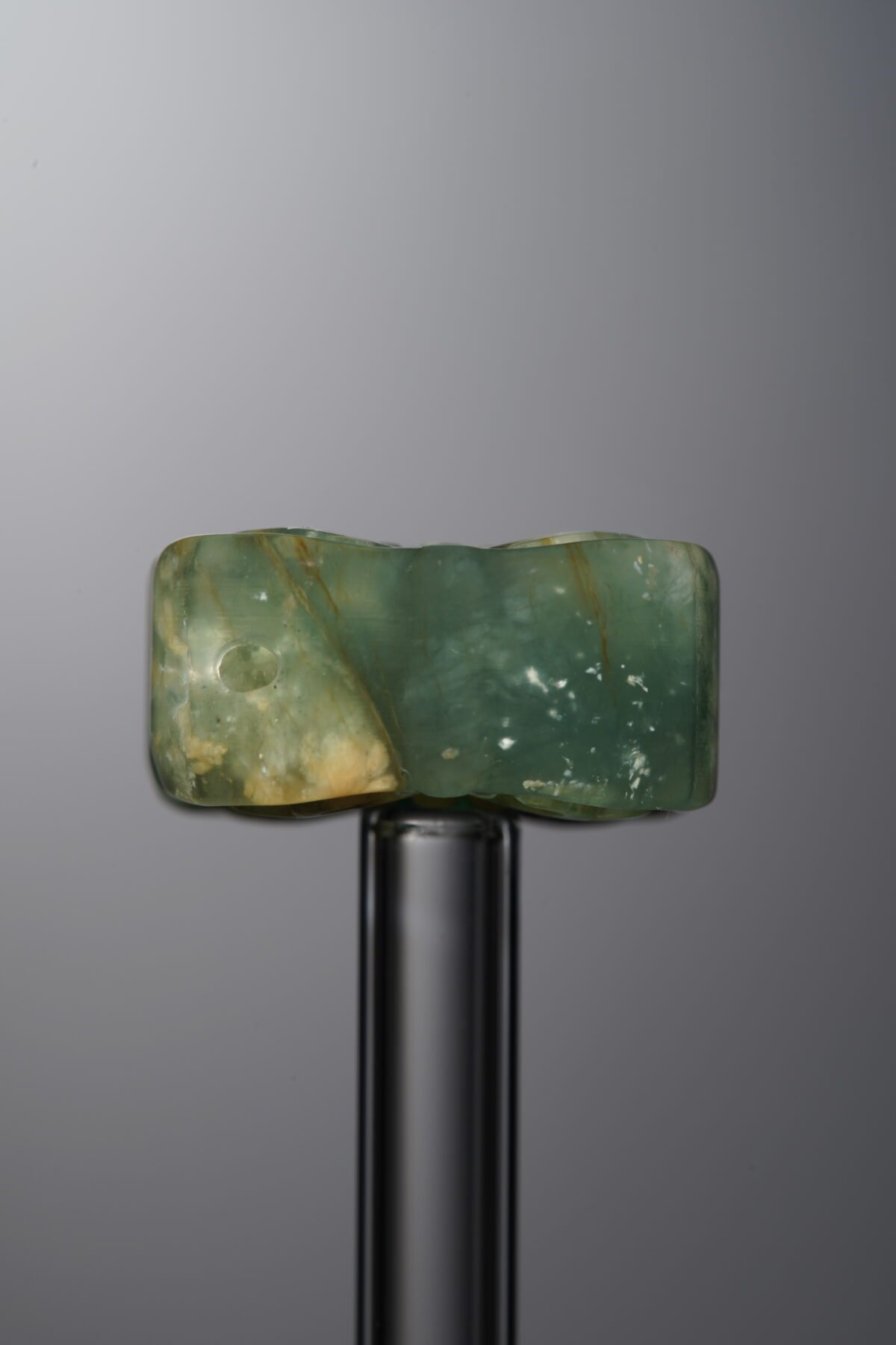 Serpentine Jade-Green-Four-flower Square Plaque-21mm - Image 2
