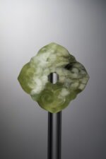 Serpentine Jade-Green-Four-flower Square Plaque-26mm