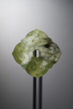 Serpentine Jade-Green-Four-flower Square Plaque-26mm
