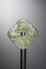 Serpentine Jade-Green-Four-flower Square Plaque-26mm - Image 3
