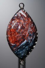 Pietersite-Brown&Blue-Marquise Plaque w/ Double Ear Silver Frame-40mm - Image 3