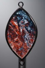 Pietersite-Brown&Blue-Marquise Plaque w/ Double Ear Silver Frame-40mm - Image 2