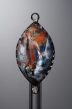 Pietersite-Brown&Blue-Marquise Plaque w/ Double Ear Silver Frame-33mm - Image 3