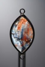 Pietersite-Brown&Blue-Marquise Plaque w/ Double Ear Silver Frame-33mm - Image 2