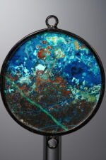 Phoenix Stone-Blue&Green-Hexagon Plaque w/ Double Ear Silver Frame-28mm - Image 4