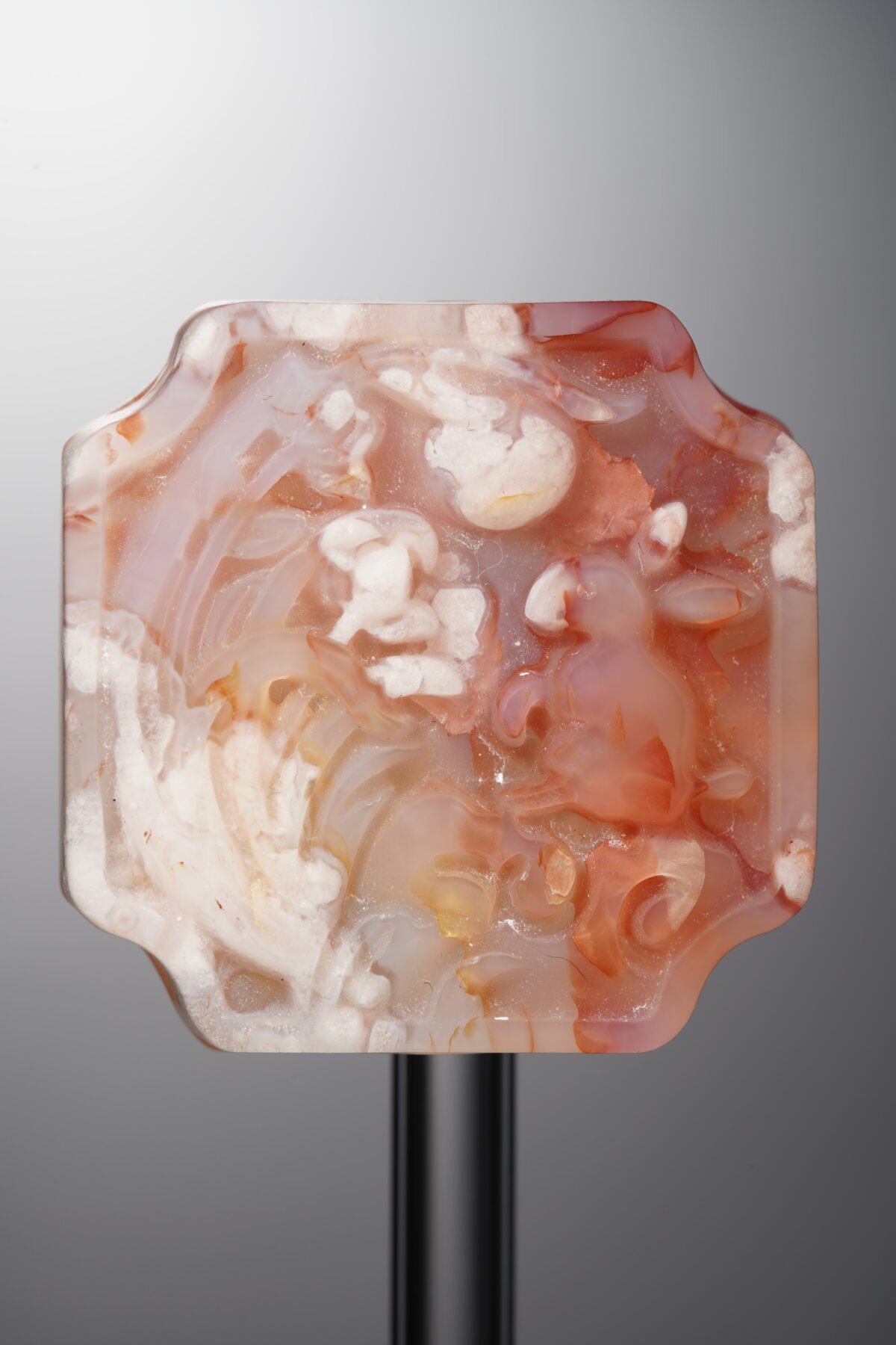 Agate-Pink-Cherry Blossom Square Plaque-29mm - Image 1