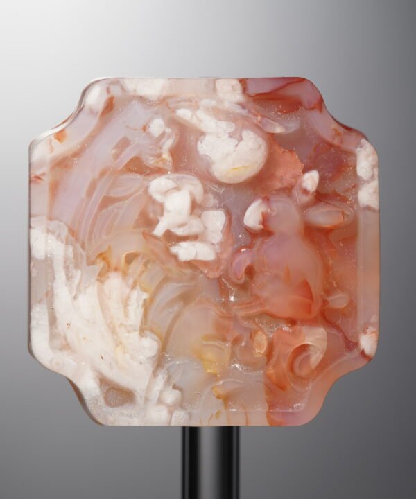 Agate-Pink-Cherry Blossom Square Plaque-29mm