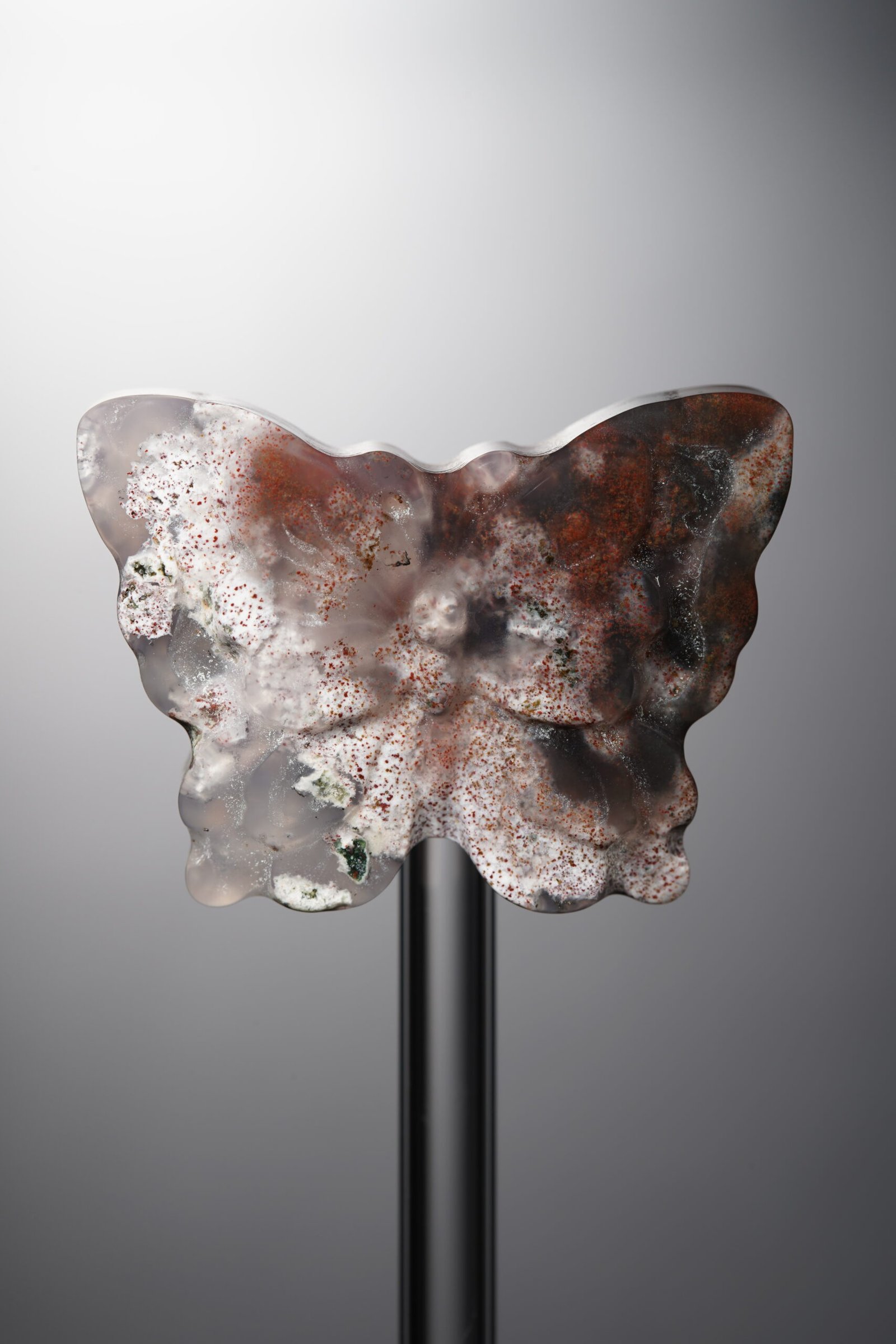 D4-331 (3) Agate-Pink&Brown-Butterfly-36mm - Image 1