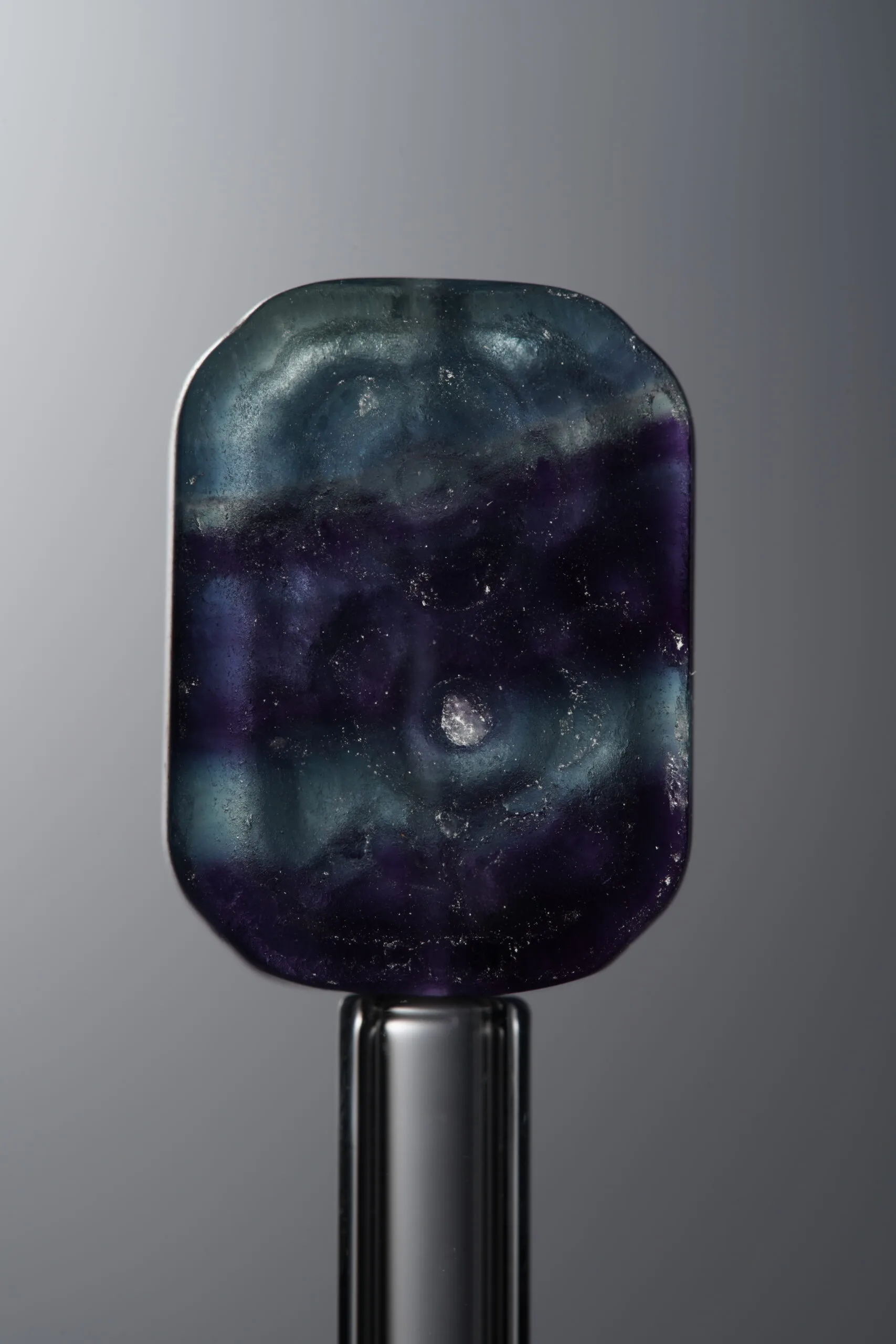 Fluorite-Blue-Double-flower Rectangle Plaque-18mm - Image 1
