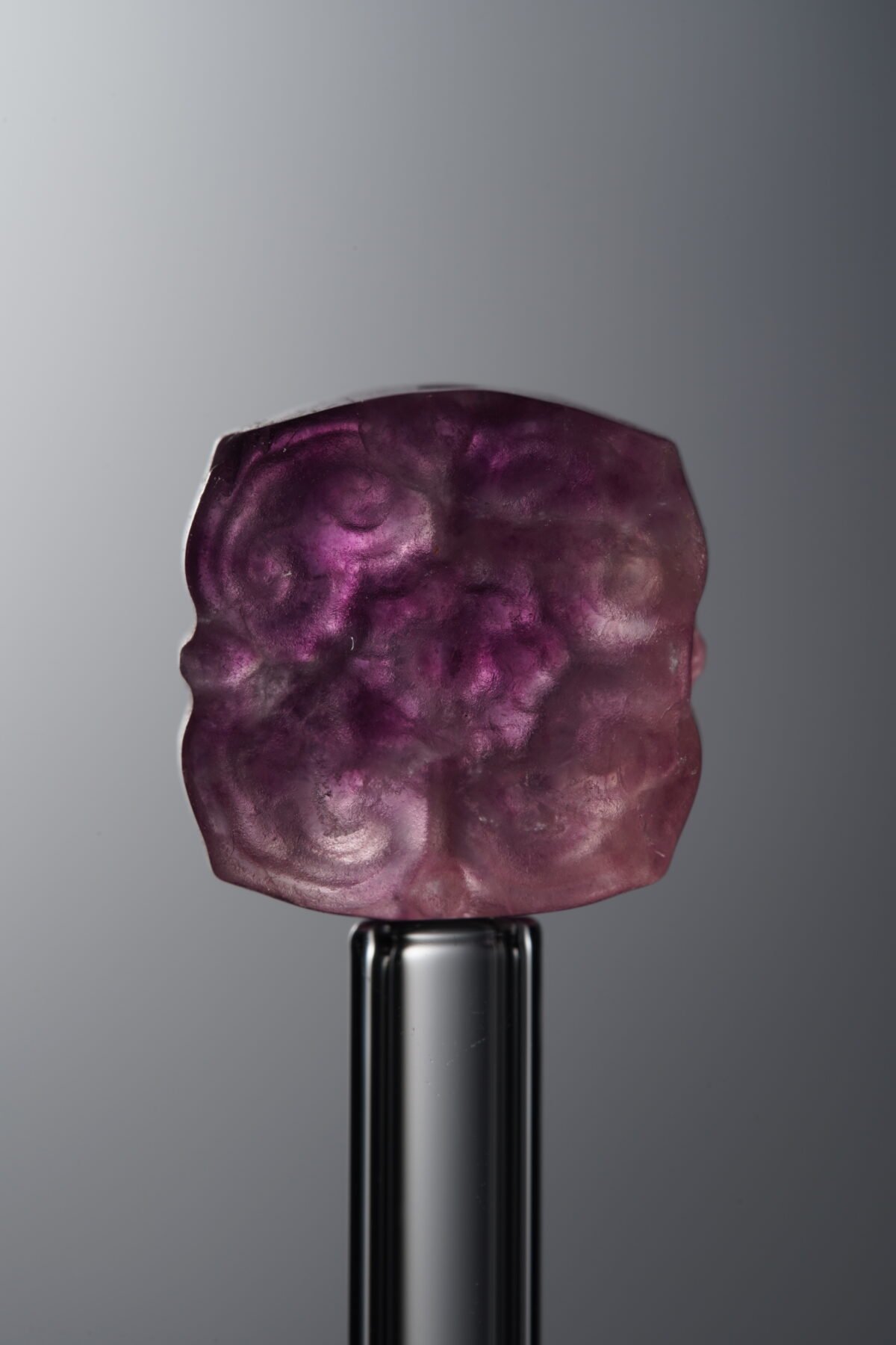 Fluorite-Red-Four-flower Square Plaque-14mm - Image 1