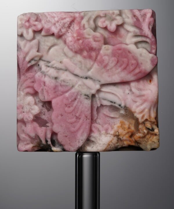 Rhodonite-Pink-Butterfly Square Plaque-29mm