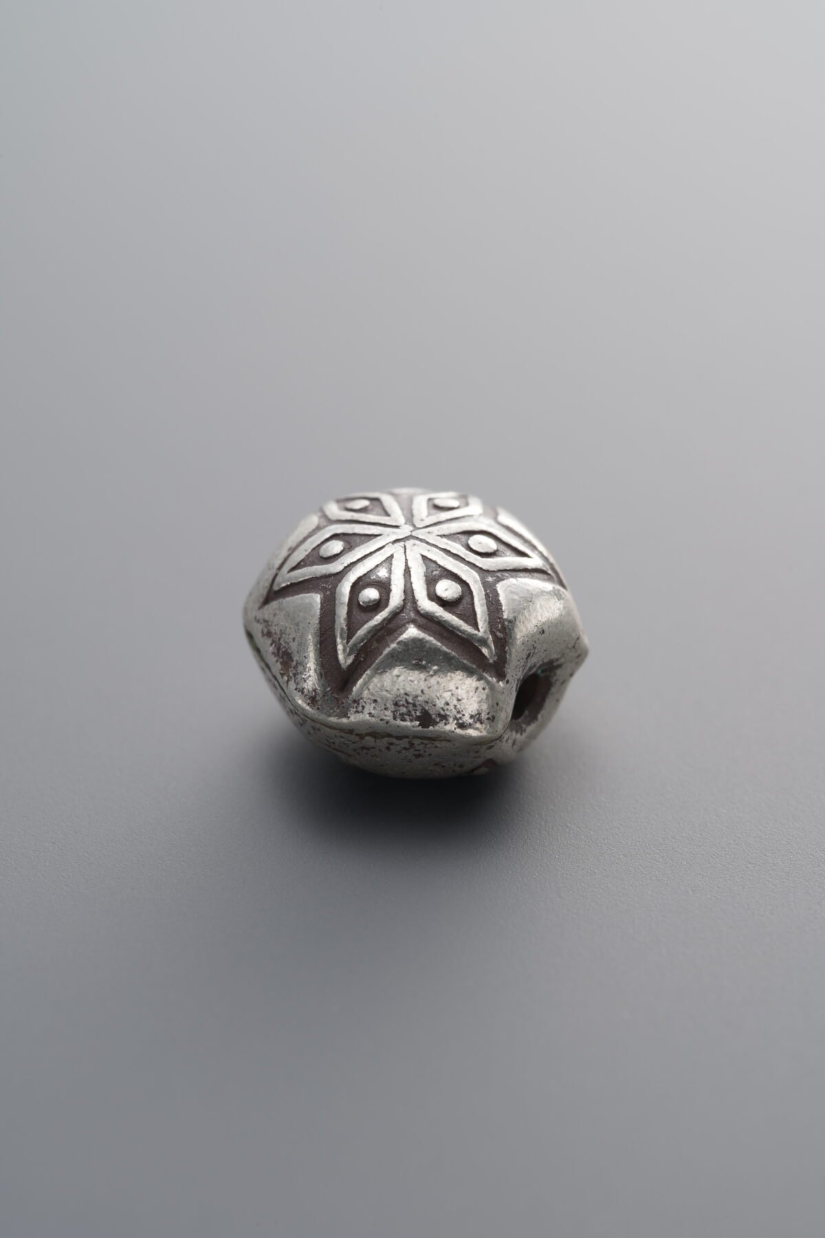 925 Sterling Silver-Antiqued-Flower Angular Coin Bead-11mm - Image 1