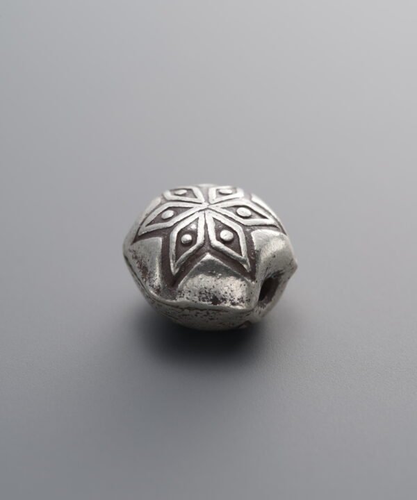 925 Sterling Silver-Antiqued-Flower Angular Coin Bead-11mm