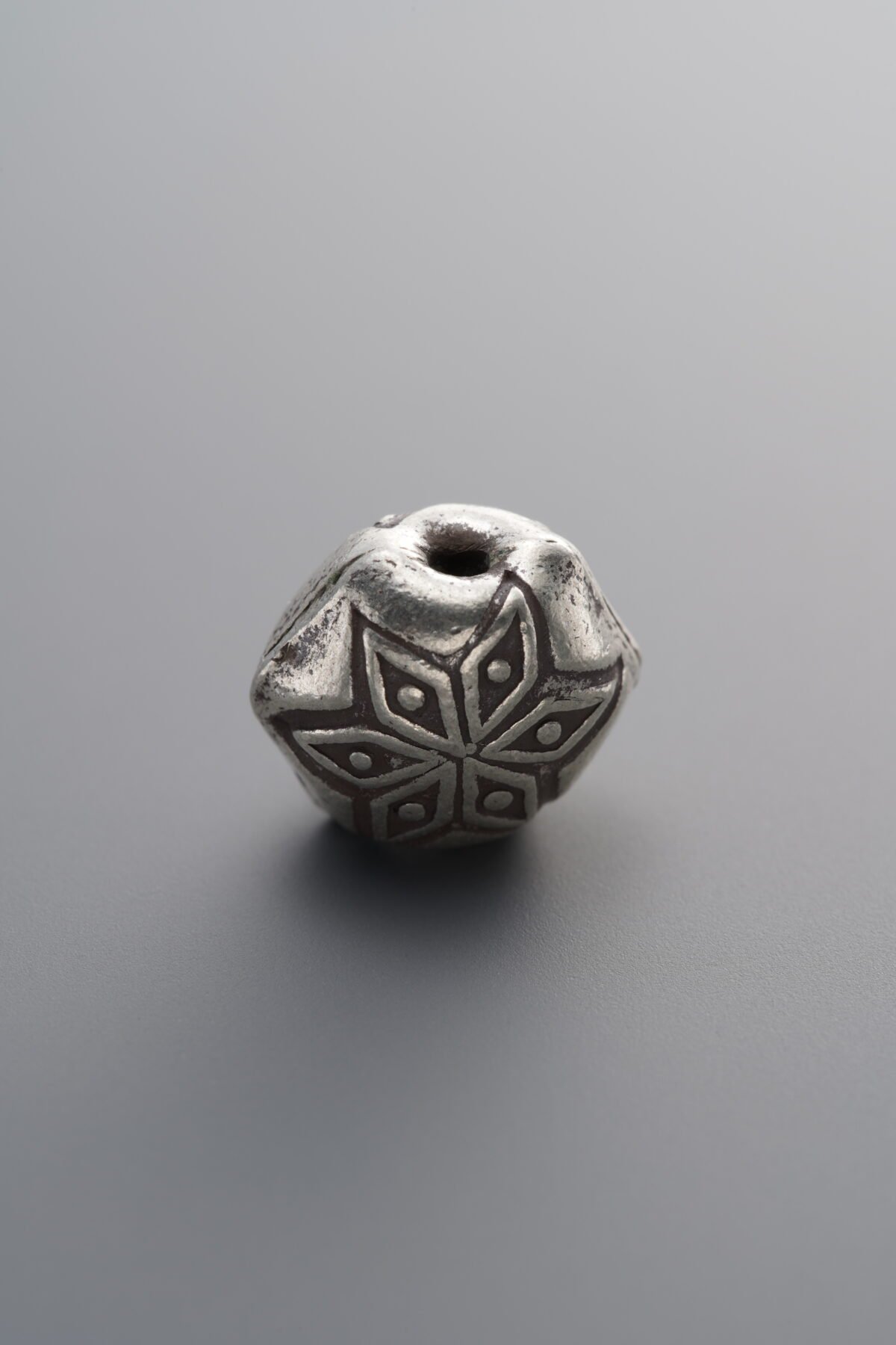 925 Sterling Silver-Antiqued-Flower Angular Coin Bead-11mm - Image 2