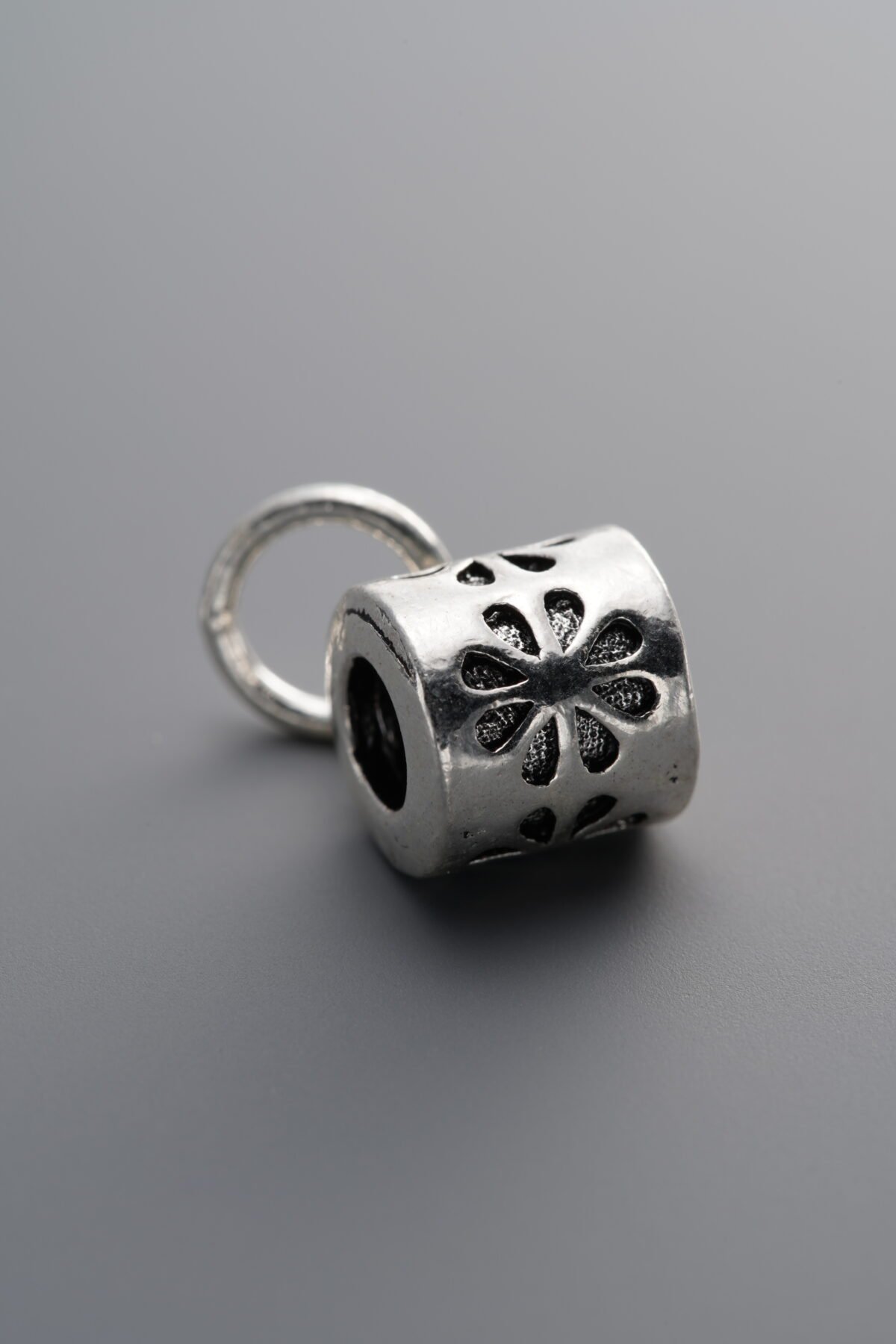 925 Sterling Silver-Antiqued-Patterned 3-Way Connector-10mm - Image 1