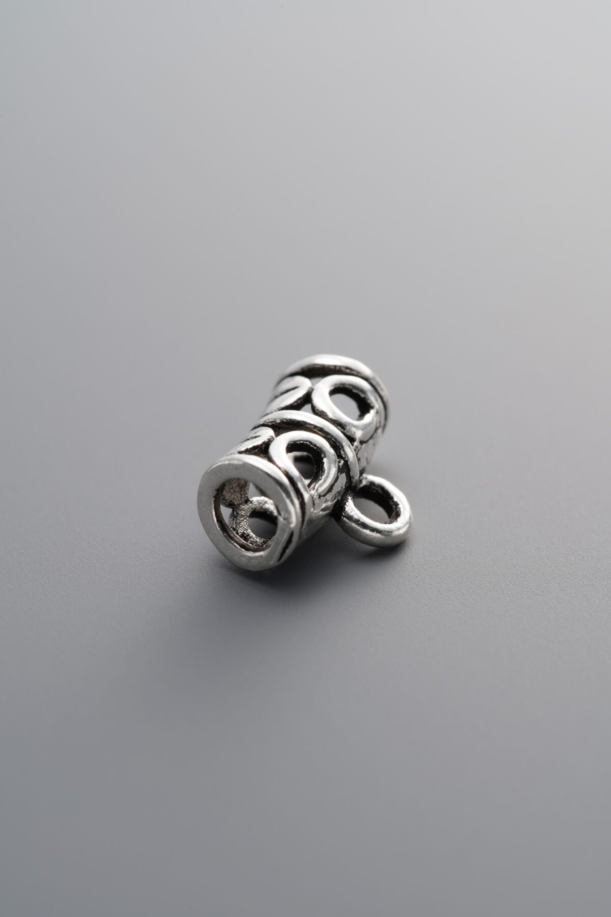 925 Sterling Silver-Antiqued-Openwork Bent Tube 3-Way Connector-11mm - Image 2