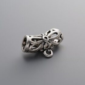 925 Sterling Silver-Antiqued-Openwork Bent Tube 3-Way Connector-14mm